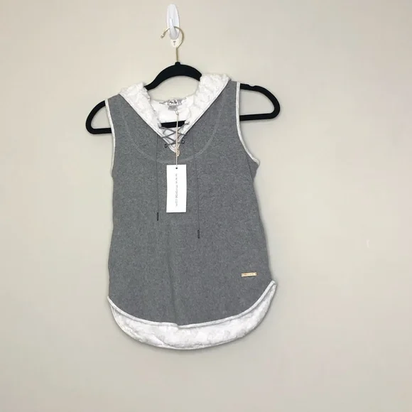 Mira Rae Gray Indian Inspired vest lined with faux fur, full zip, size 10/11 - Picture 1 of 11